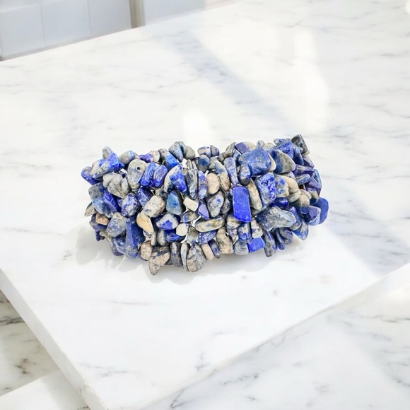 Natural Lapis Lazuli Stone Stretch Bracelet - Picture 6 of 7